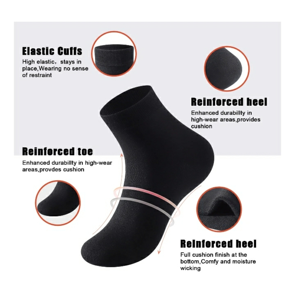 6 Pairs Black Socks Crew Softest Comfort Dress Casual Athletic 🤍 NWT - Picture 5 of 9